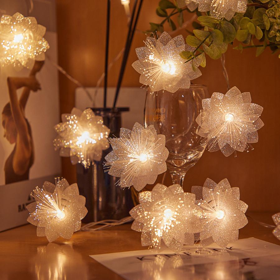 LED fiber optic flower string lights, flashing lights, wedding decoration, colorful light string