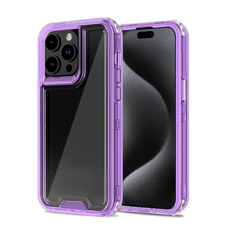 For IPhone 15 Promax Colorful Three-in-one Transparent Phone Case Anti-fingerprint and Anti-yellowing