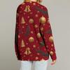 Damenmode Langarm Weihnachtsdruck V-Ausschnitt Knopf Lockerer Cardigan Top