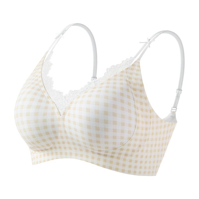 Spring and summer pastoral style, small floral jelly glue, lace breast design, no steel ring, breathable bra cover gathering