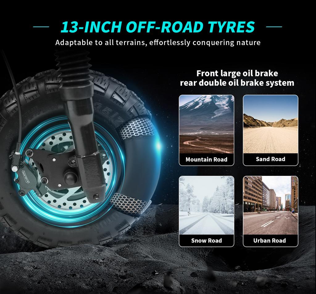 OOTD T30 E-koloběžka 3200W Dvojitý motor 60V 31,2Ah Hydraulická brzda Elektrická koloběžka 13" Terénní pneumatika Hydraulické odpružení EScooters