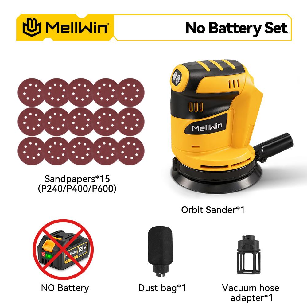 MELLWIN Cordless Electric Sander 3Speed Adjustable Orbital Sanding Polishing Machine Woodworking Tool For Makita 18VBattery Pin