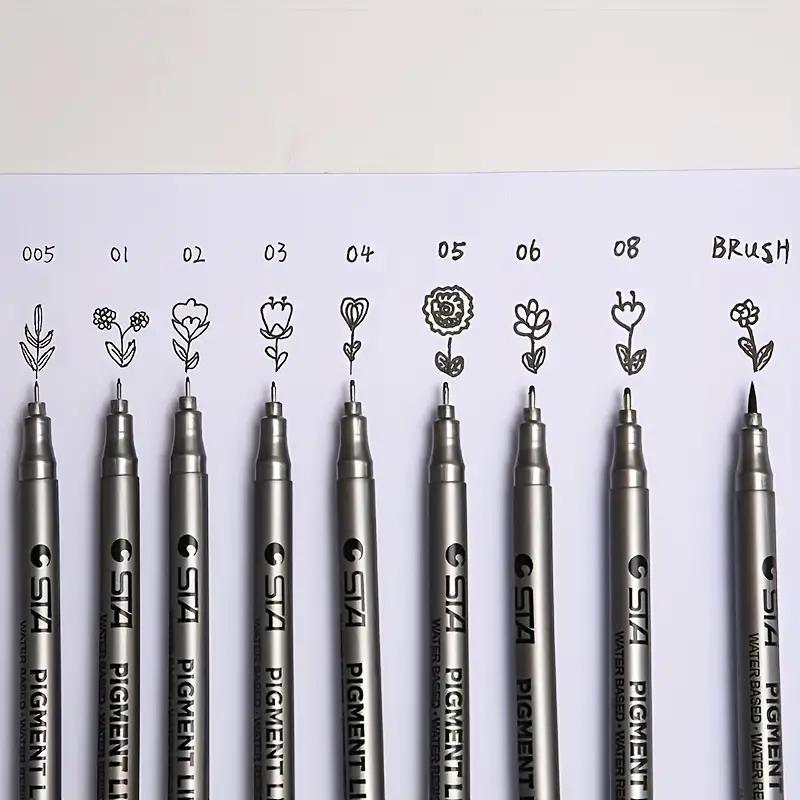 1pc Pigment Liner Pigma Micron Ink Marker Pen 0.05 0.1 0.2 0.3 0.4 0.5 0.6 Different Tip Black Fineliner Sketching Pens