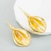 Creative Design Small Water Drop Leaf Gold Color Metal Earring for Women Trendy Long Leafy Flowers Pendientes Punk Jewelry Gift