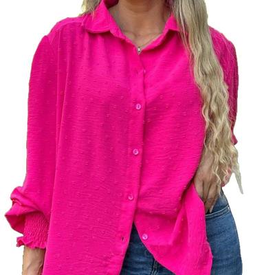 Neues einfarbiges, lockeres Freizeit-Poloshirt mit bequemem Design und Knopfleiste für Damen