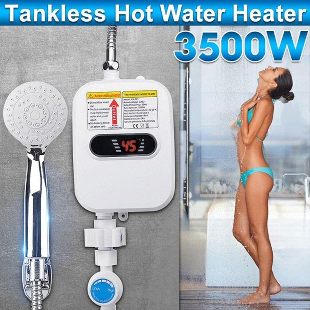 LCD Temperature Display Instant Electric Water Heater Waterproof 3500 W Power Electric Shower Heater Quick Heating Fast Heating