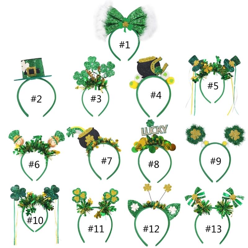 StPatricks Day HairHoop for Irish National Day Celebration Glittering Powder Headband for Theme Party Festival Gathering