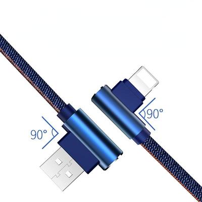 90-stupňový nylonový rýchlonabíjací kábel v tvare písmena L pre iPhone Samsung Xiaomi HTC Huawei nabíjací kábel pre mobilný telefón