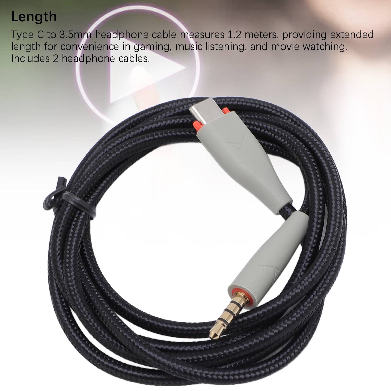 

2pcs Type C to 3.5mm Headphone Cable for MMX150 Headset OFC Headphone Replacement Cable 3.94ft
