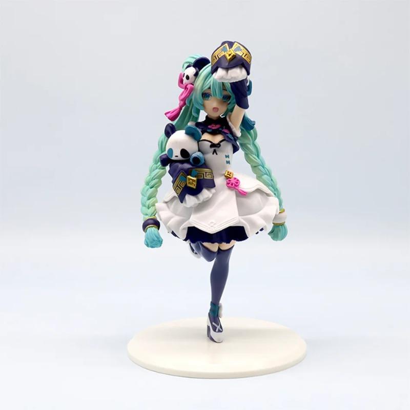 18cm Hatsune Miku Cute Desktop Chinese Style Fashion Panda Action Figure, Cute Girl Model PVC Collectible Figure Ornament