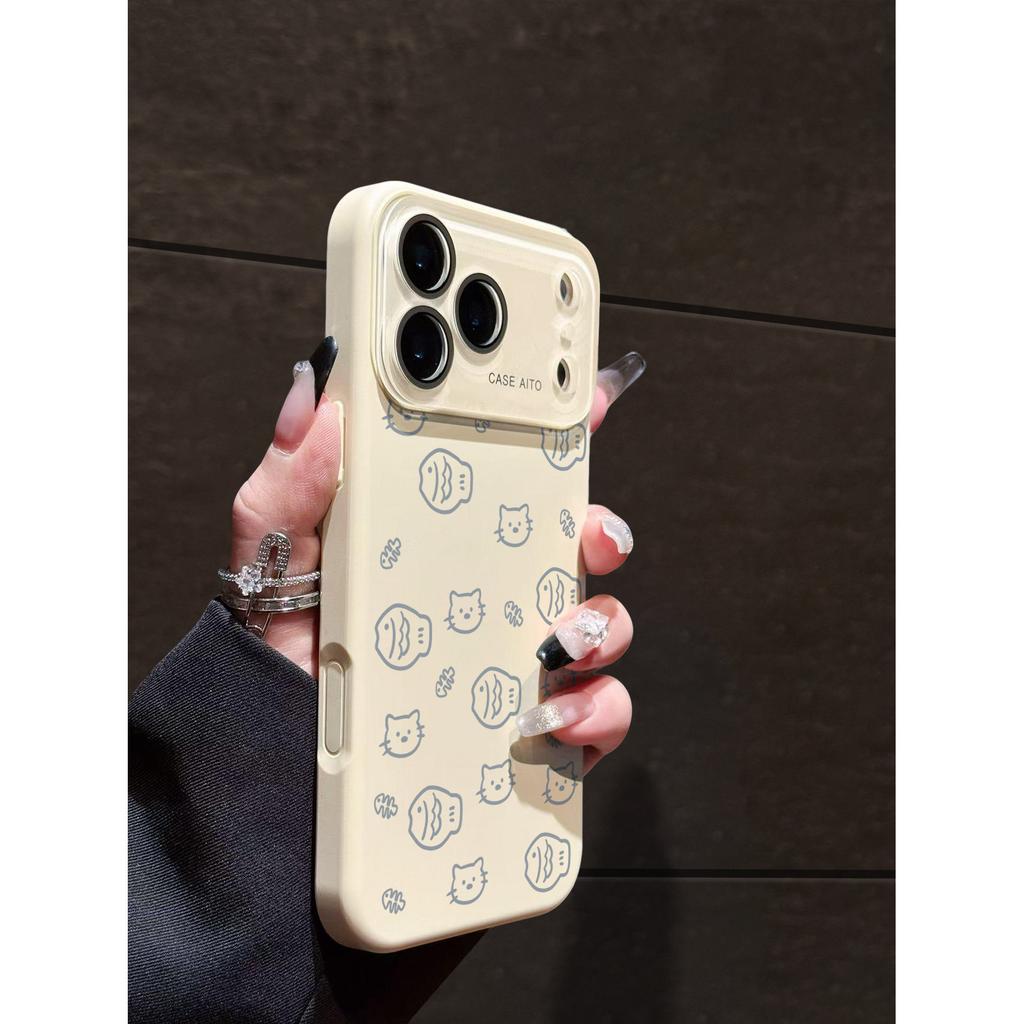 Suitable for Apple 17promax New Mobile Phone Case Cat and Fish iPhone Liquid Silicone Case