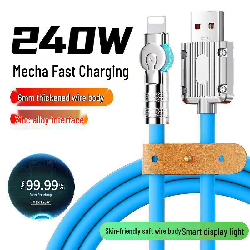 240W Rotatable Elbow Data Cable, Type-C for Fast Charging Huawei, Apple & Android Devices