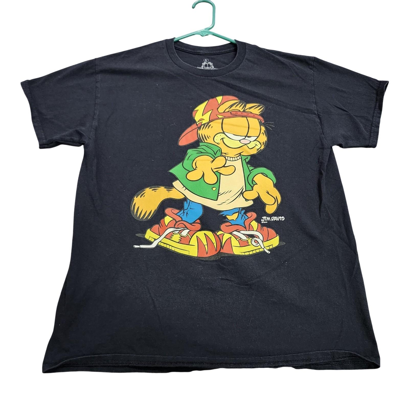 Ripple Junction Garfield Shirt Mens Large Black Streetwear Graphic Tee Cartoon Unisex T-Shirt XL