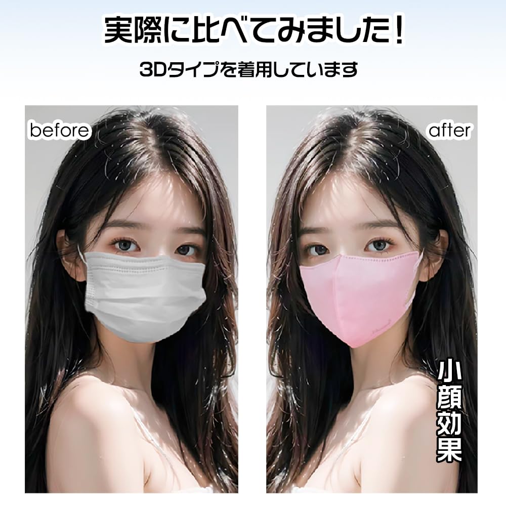 Nonwoven 3D 55 Count Round White [jphanamori] Masks, (53 Count), Face,