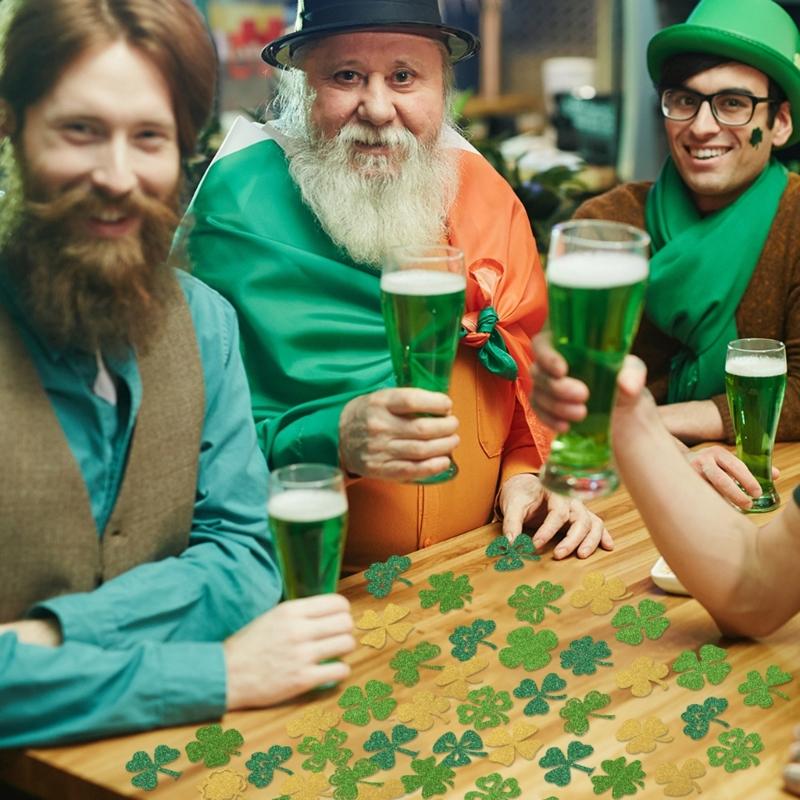 Patrick's Day Decoration Four Leaf Clovers Throw Confettis Elegant Decorative Paper Table Scatters Party Accessories
