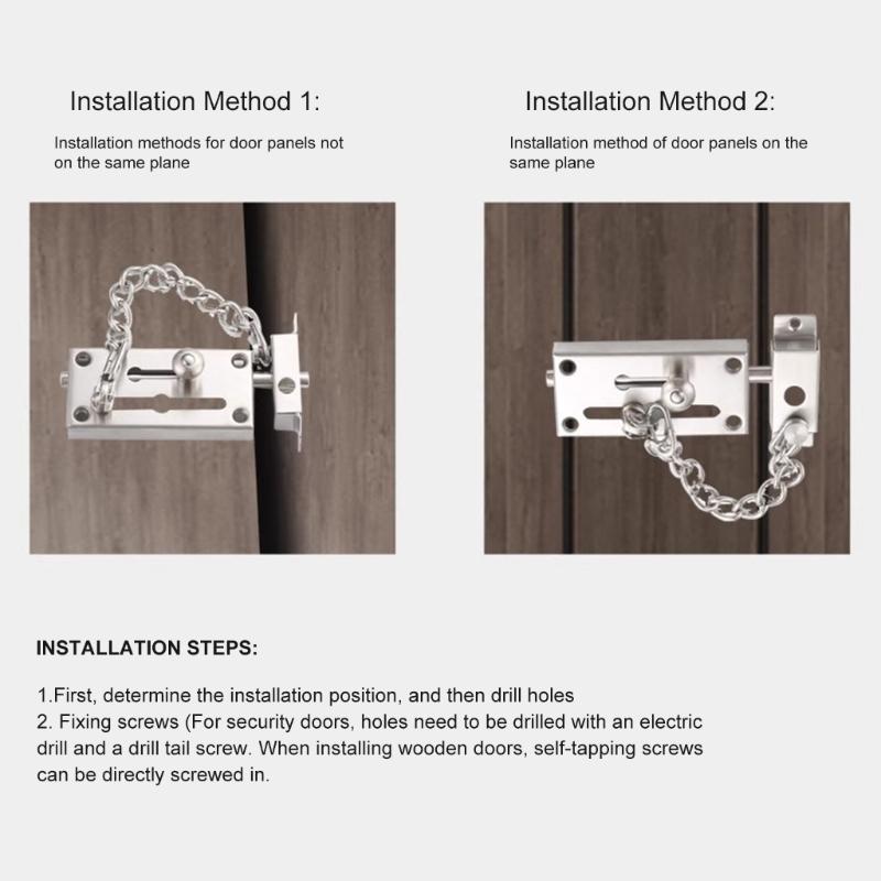 Corrosions Resistant Stainless Steel Door Security Latches Chain Durability Chain Latches For Indoor Outdoor Use