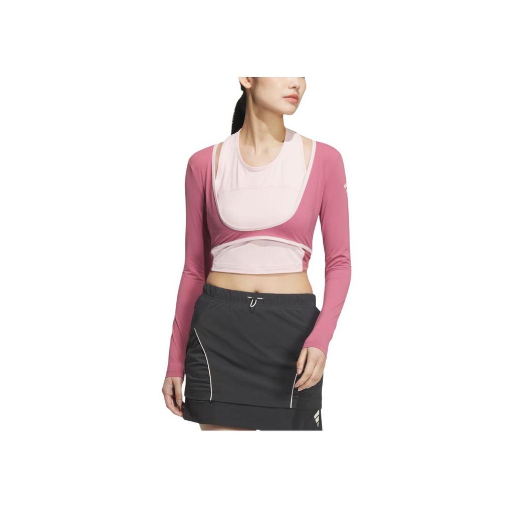 adidas Future Style 2-In-1 T-Shirt Sports Casual Pullover Long Sleeve T-Shirt Women Tops Sand Pink JN3495
