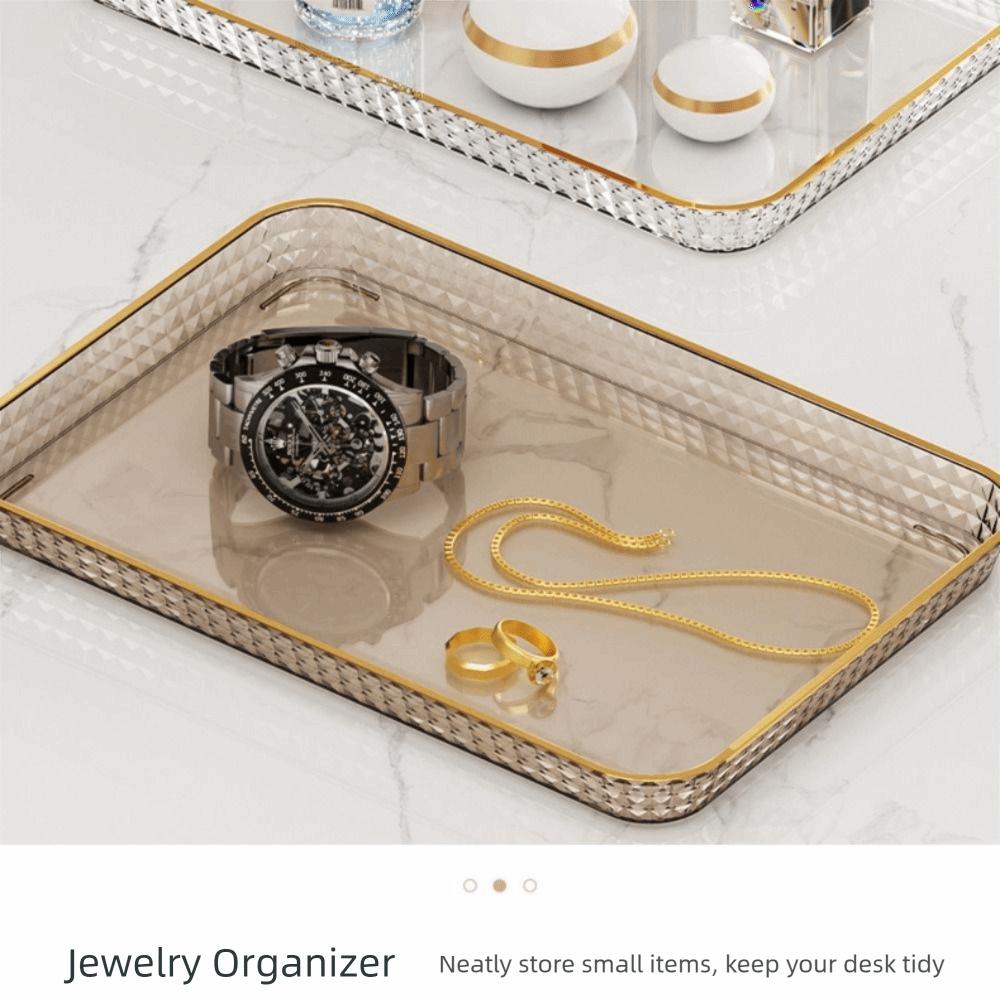 Transparent Tray Light Luxury Tray Rectangular Fruit Snack Plates Minimalist Bread Tray  Household