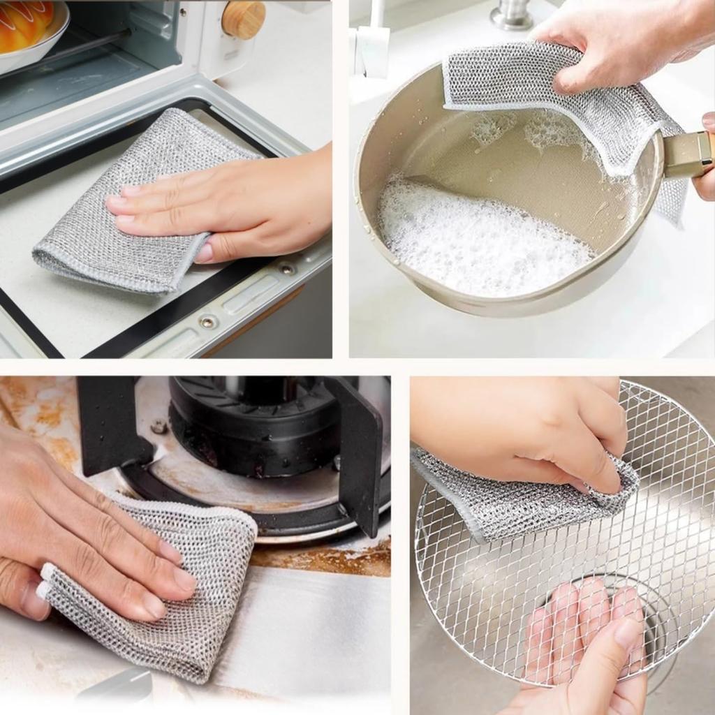 10/5 Stücke Draht Geschirrspüllappen 20x20cm Rostentfernung Reinigungstuch Scheuerschwämme für Küchenpfanne Nass und Trocken