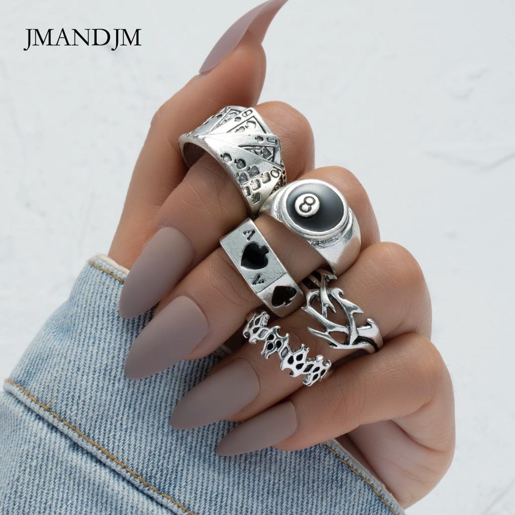 Punk Hip-Hop Ring 5-teiliges Set, modisches neues Billard Zeigefingerring-Set HZS2119