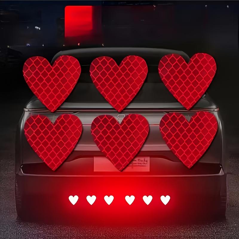 

Self-Adhesive Safety Stickers 6-Pack Red Heart Reflective Stickers Durable Vinyl Self-Adhesive Enhances Night Safety Glossy Finish 6pcs Red