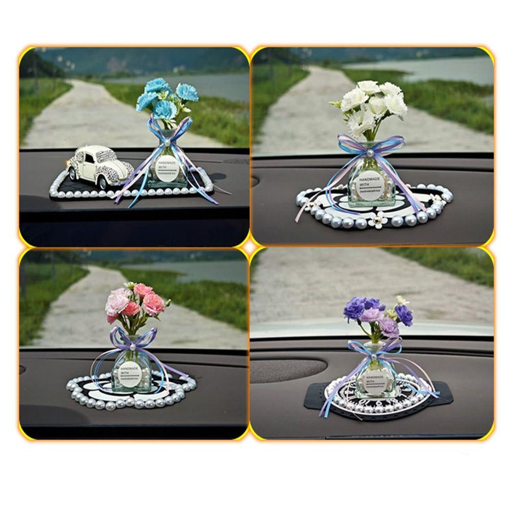 2Pcs Realistic Mini Glass Flowers Creative Car Ornaments Simulated Flowers Decoration  Wedding Decor