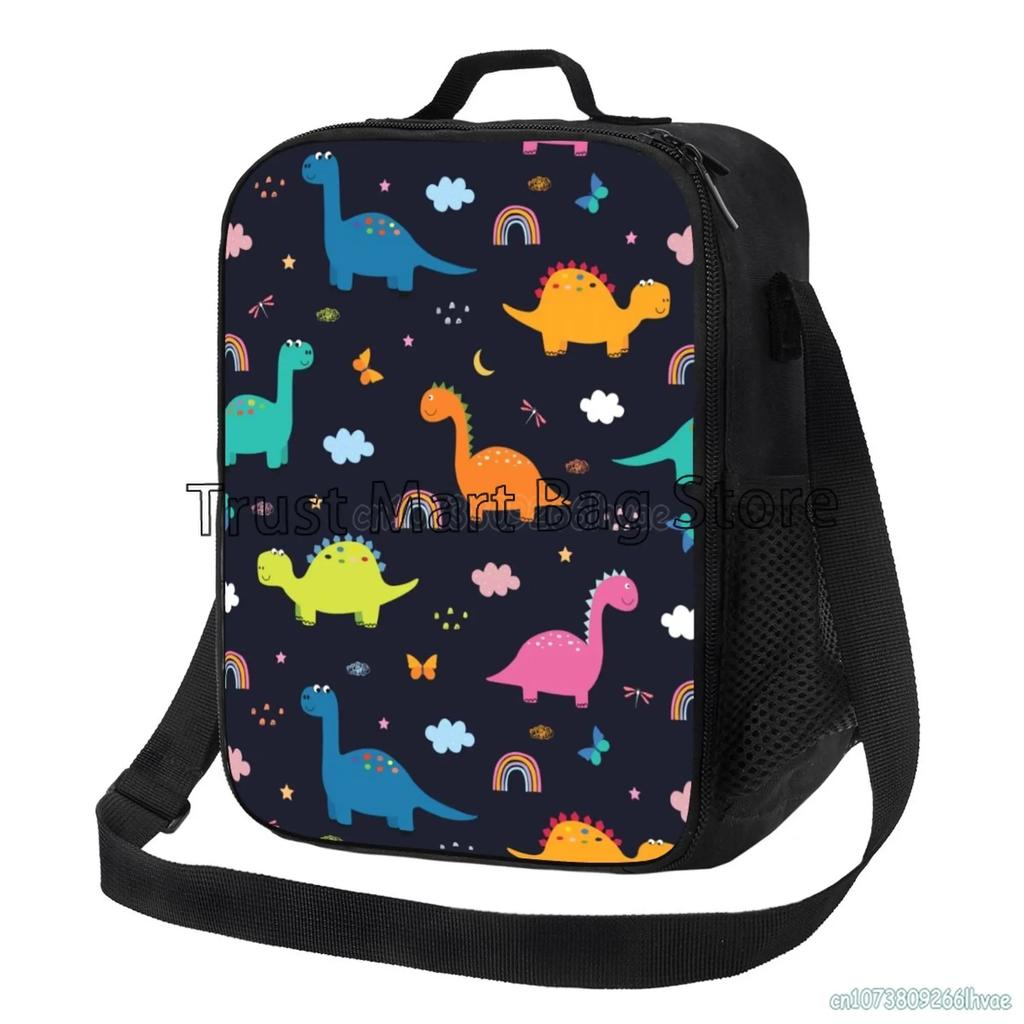 Isolierte Cartoon-Dinosaurier-Lunchtasche für Kinder, Jungen, Mädchen, tragbare thermische Bento-Lebensmitteltasche, Oxford-Kühltasche für Schule, Arbeit