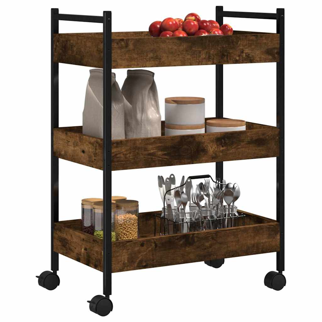 Vidaxl Kitchen Trolley, Smoked Oak, 50X30X70 Cm