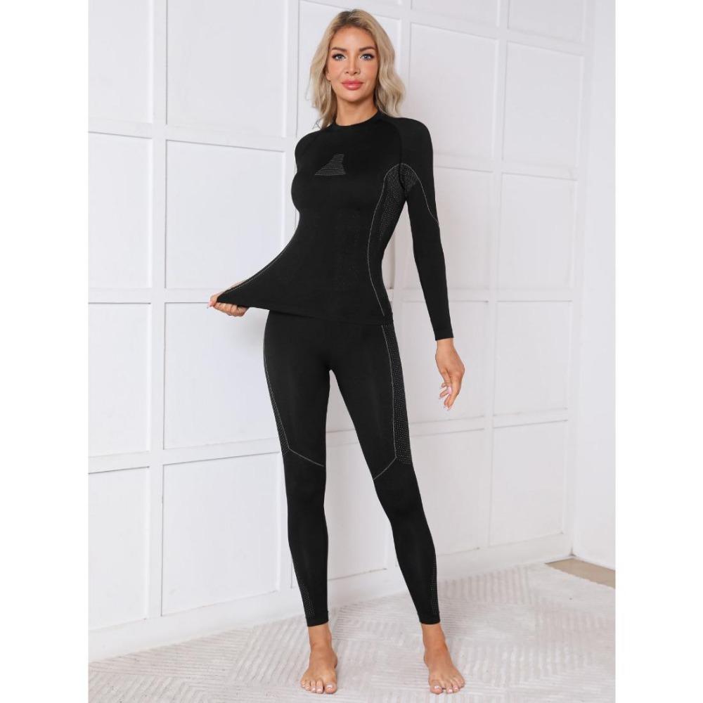 CHARMLEAKS Intimo termico da donna, set di pantaloni e top, mutande lunghe da donna, strato di base caldo per il freddo