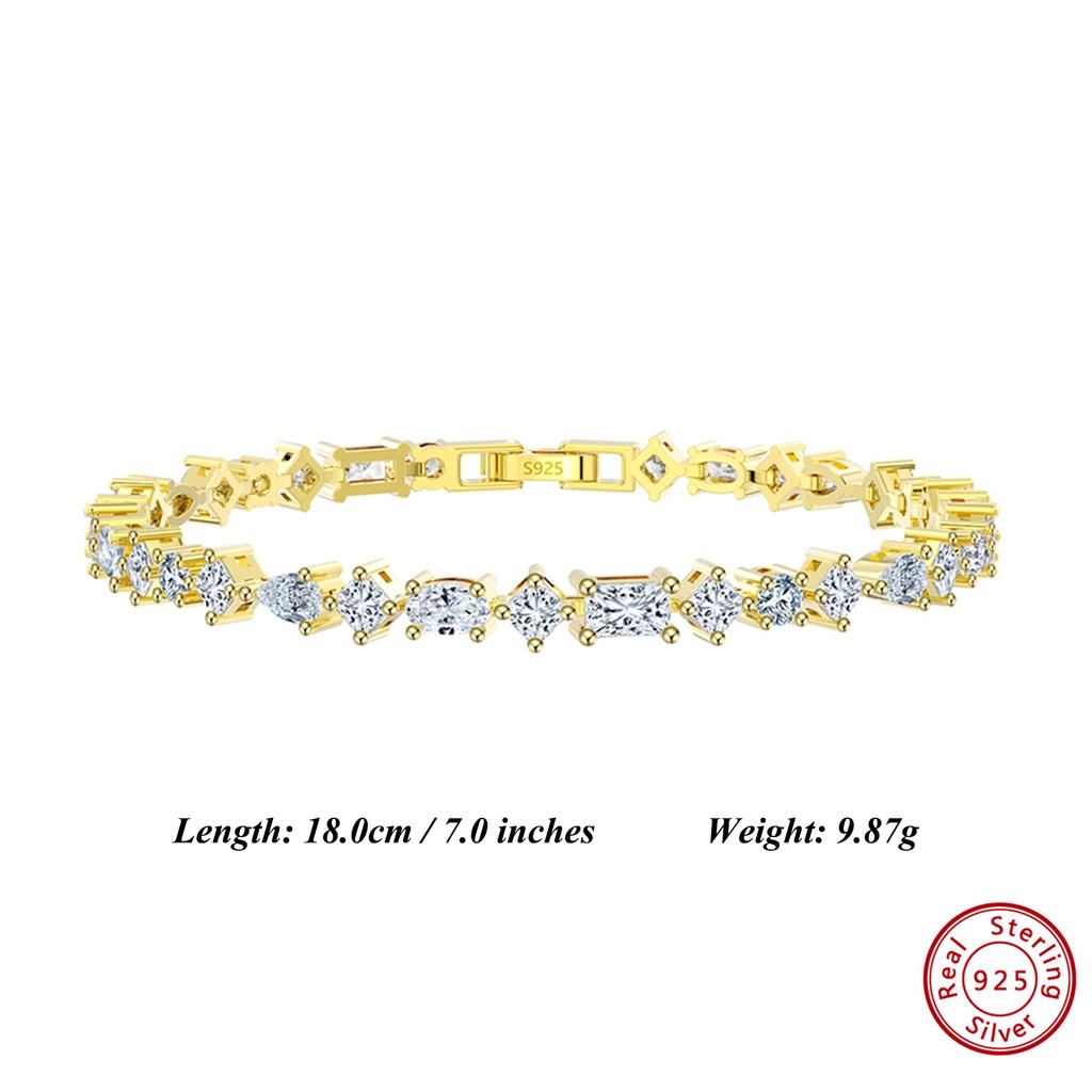 EFFIE QUEEN Bezauberndes 925er Sterlingsilber Tennisarmband mit luxuriösem geometrischem Zirkonia, ideales Geschenk, Tragen SB167