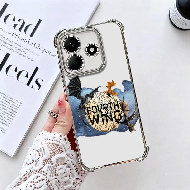 

F-Fourth W-Wing Dragon Plating Phone Case For Xiaomi Redmi Note 14 15 Pro Plus 13 12 11 11S 11T 10 9S 9 5G Anti-Fall Airabag Cov Redmi Note 12 Pro 4G