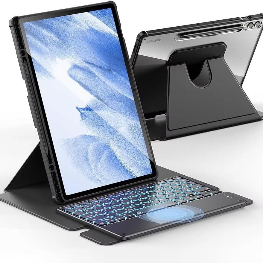 Samsung Tab A9 Plus Rotating Case with Backlit Keyboard & S9 Pen Slot