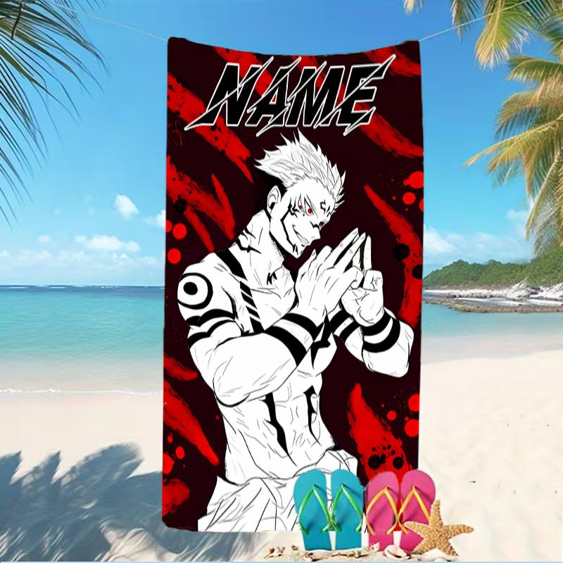 Customizable personalized beach towels Jujutsu Kaisen Sukuna and Tiger Staff themed designs.Suitable for the beach, yoga, sports;ideal as beach access