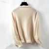 Herbst Winter Vintage Lose Langarm Top Einfarbig Strickjacke Strickwaren Oansatz Pullover
