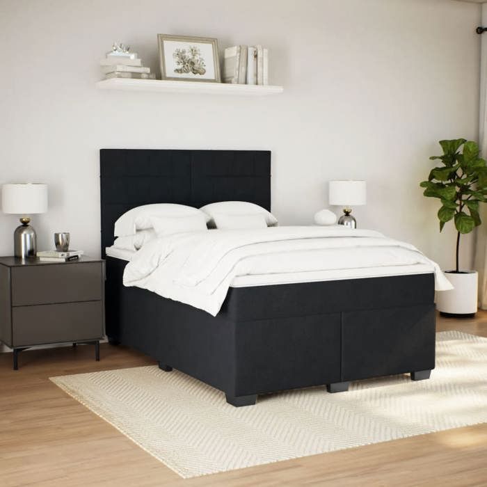 Maison Exclusive - Sommier à lattes de lit avec matelas Noir 140x200 cm Velours