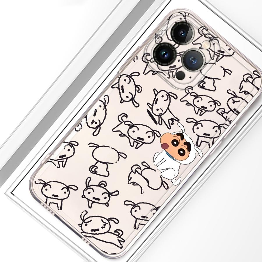 Case for iPhone 17 Pro Max 11 13 Pro 15 16 Air XS Max XR 14 Plus 7 8 12 Mini Soft Phone Cover Crayon Shin Chan Little White