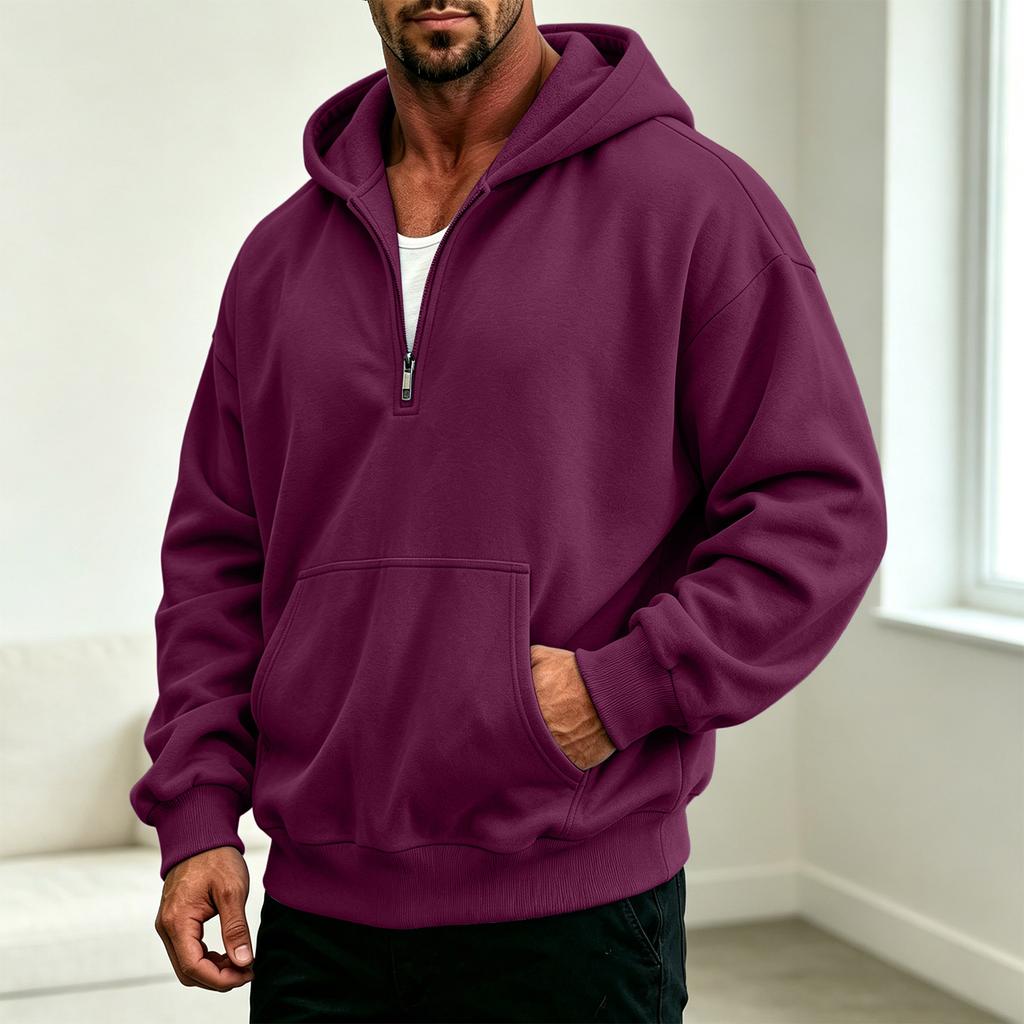 Herren Freizeit Kapuzenpullover mit Vierteltasche für den Alltag