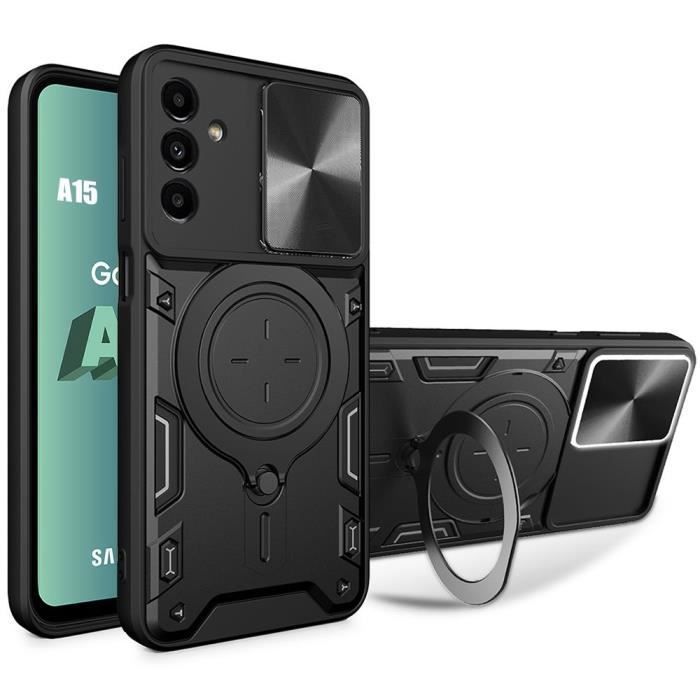 Coque de protection - Samsung - Galaxy A15 - Antichoc - Support rotatif - Protection caméra