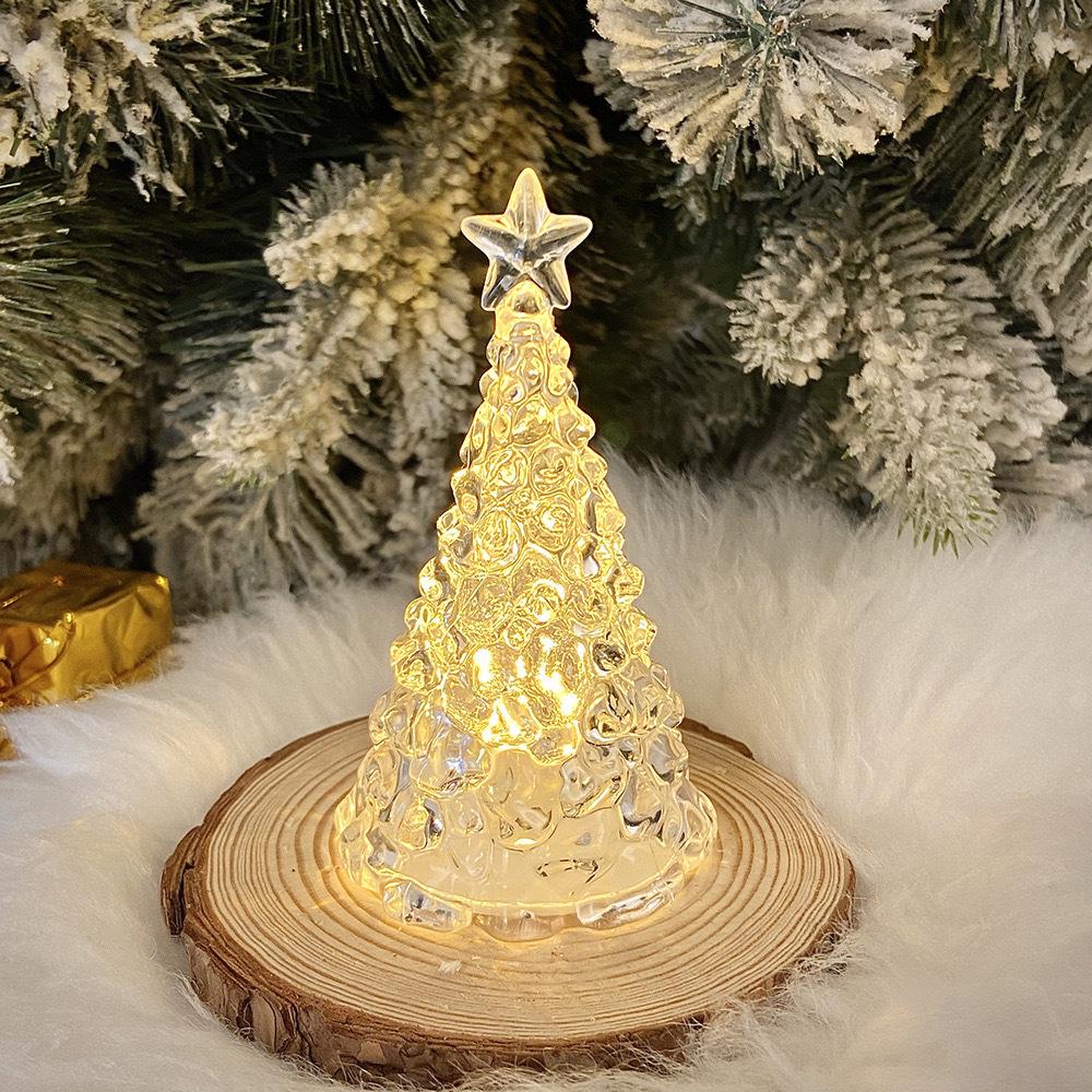 Seven-Color Crystal Christmas Tree Night Light with Star