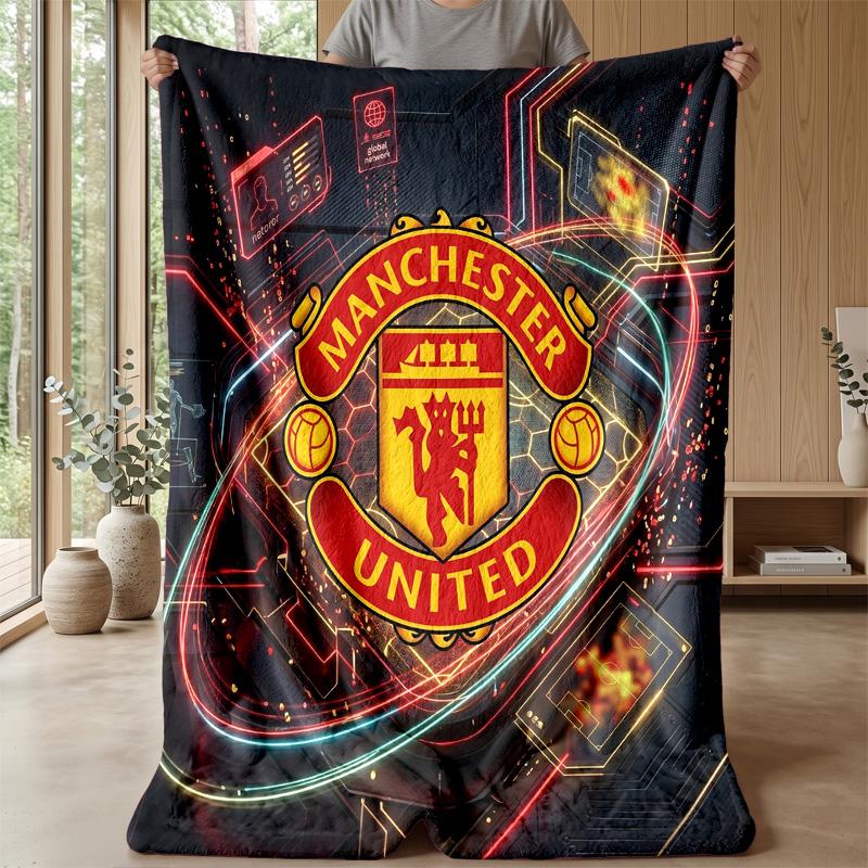 Manchester United Theme Blanket Soft Flannel Blanket Plush Throw Blanket Cozy Sofa Bed Blanket for Home Decor