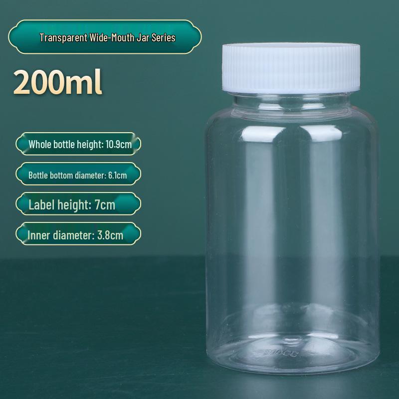 30, 50, 100ml Wide-Mouth Transparent Plastic Bottles with Lids for Samples
