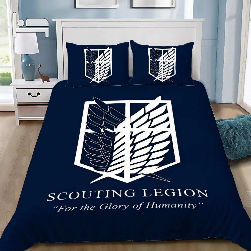 Attack on Titan Anime 3D Printed Duvet Case Pillowcase Bedding Set Twin Full Queen King Size for Bedroom Decor