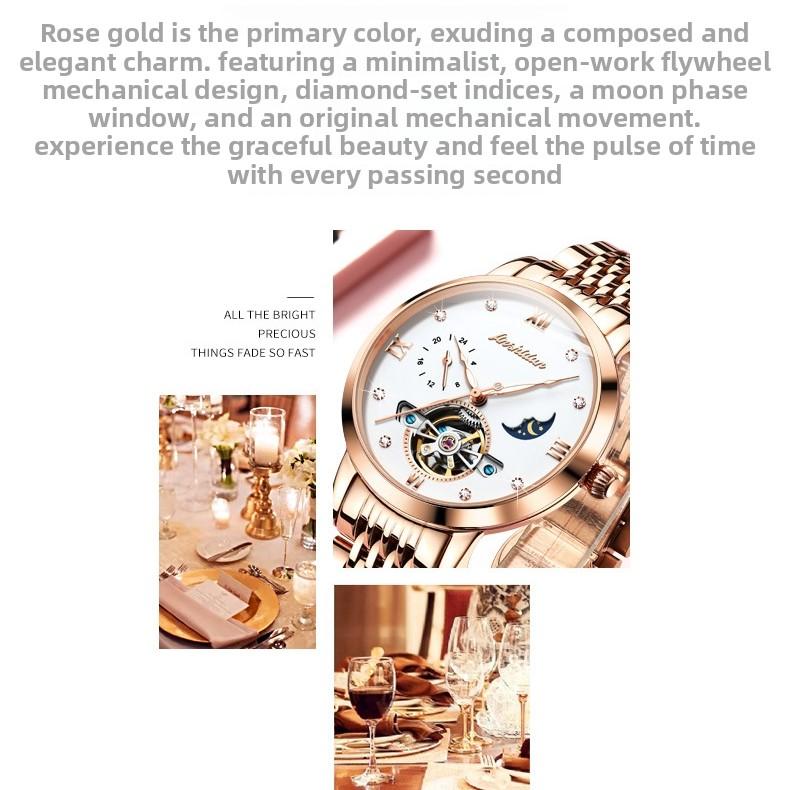 Orologi Meccanici Multifunzione JINSHIDUN, Eleganti Orologi da Donna Scheletrati Impermeabili