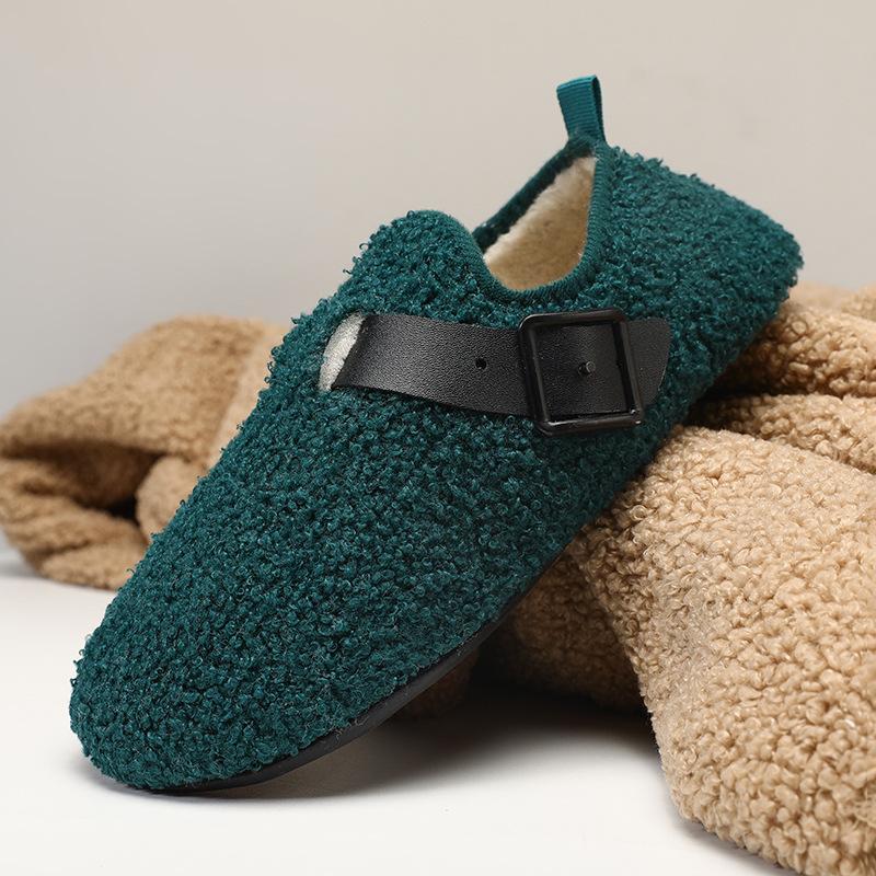 Neue Lammwolle weichsohlige Baumwollschuhe lässig Outdoor gefüttert verdickt warm Mütze Schuhe flauschige Schuhe