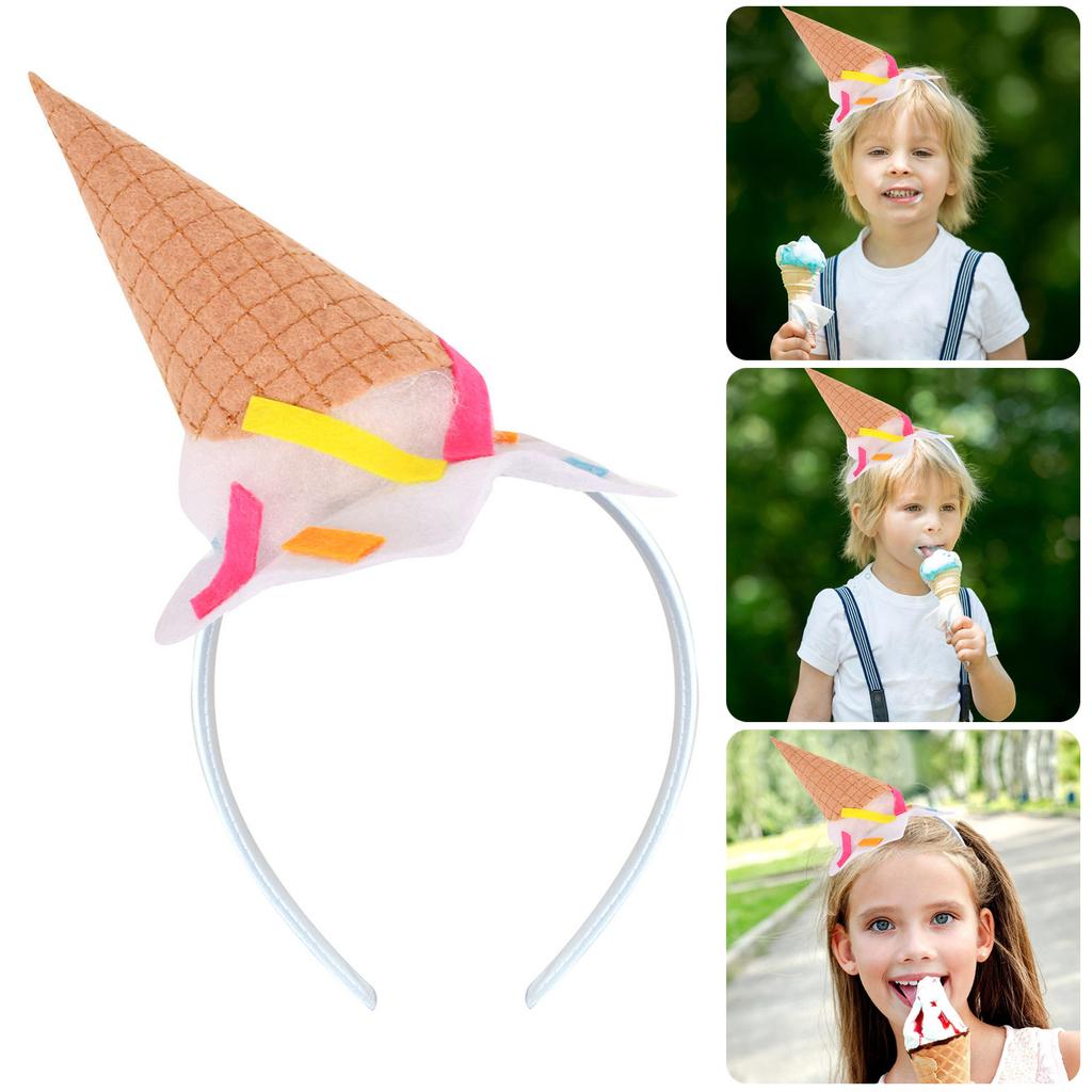 Fashionable Ice Cream Cone Headband With Pearl Cottin Filling For Costume Parties And Festive Event