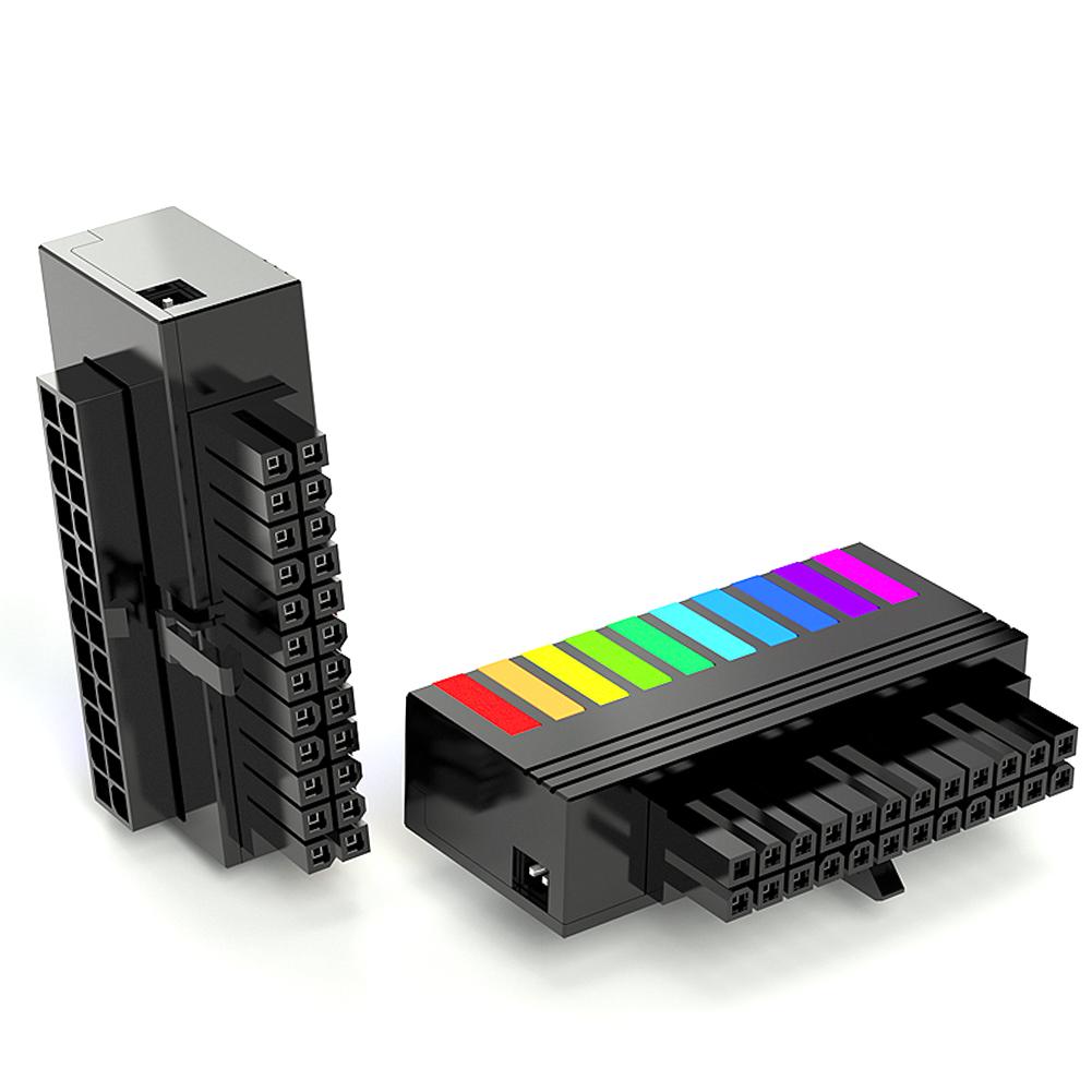 ATX 24 Pin To 90 Degree Power Plug Adapter 5V 3Pin ARGB Mainboard Motherboard Power Supply Cable Connector DIY Mounting Modular