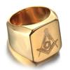 Goldene und Schwarze Herrenringe Schmuck Freimaurerei Freier Maurer Ring Freimaurerring Edelstahl Fingerring Größe 7 bis 14