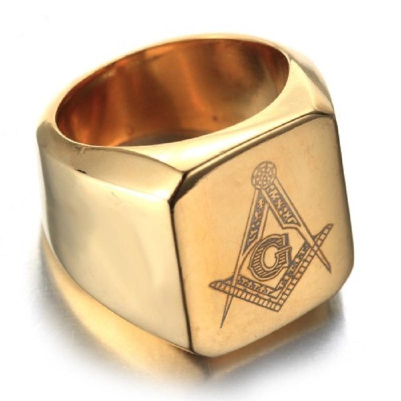 Goldene und Schwarze Herrenringe Schmuck Freimaurerei Freier Maurer Ring Freimaurerring Edelstahl Fingerring Größe 7 bis 14