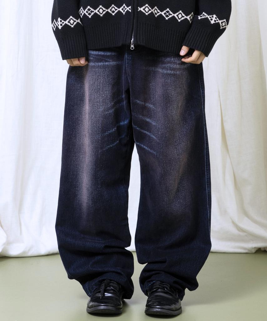 GLACK Gp174 Rusty Washed Wide Pants (Indigo)