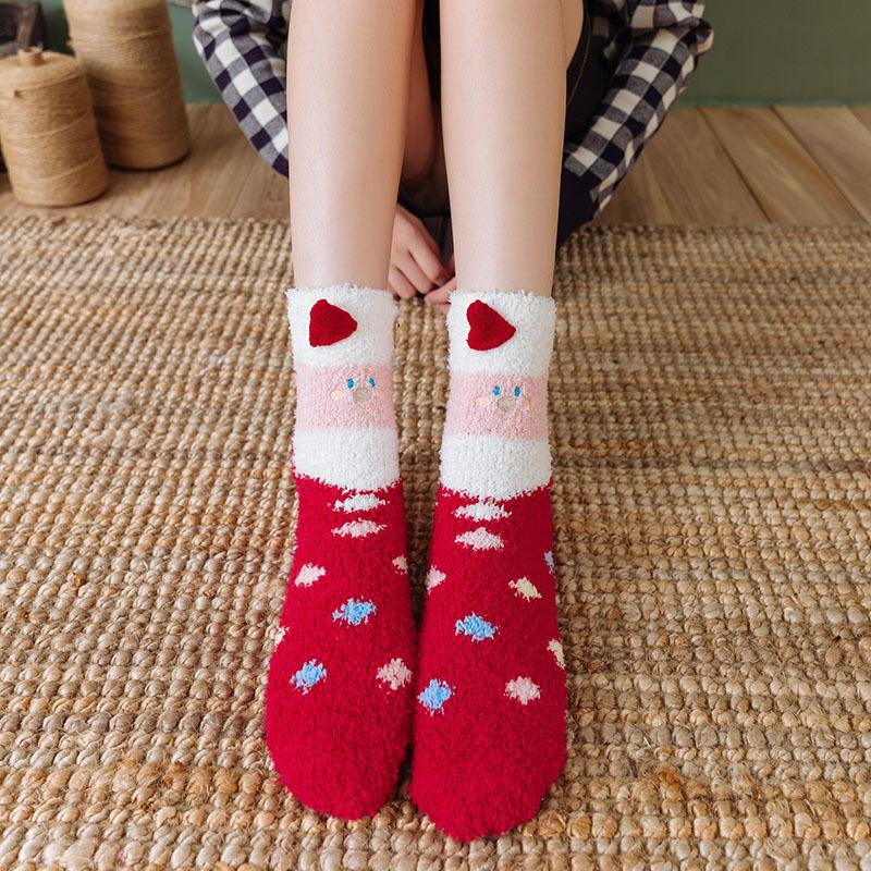 Fluffy Short Socks Women Dog Cat Panda Fuzzy Winter Ladies Floor Warm Plush Comfy Funny Cute Kawaii Slippers Sock Sleeping Furry